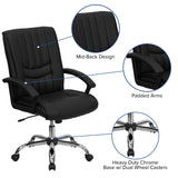 English Elm Commercial Grade Mid-Back LeatherSoft Swivel Manager's Office Chair with Arms