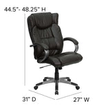 English Elm Commercial Grade High Back LeatherSoft Executive Swivel Office Chair with Titanium Nylon Base and Loop Arms