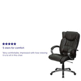 English Elm Commercial Grade High Back LeatherSoft Executive Swivel Office Chair with Titanium Nylon Base and Loop Arms