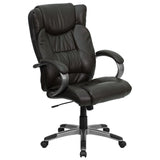 English Elm Commercial Grade High Back LeatherSoft Executive Swivel Office Chair with Titanium Nylon Base and Loop Arms