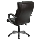 English Elm Commercial Grade High Back LeatherSoft Executive Swivel Office Chair with Titanium Nylon Base and Loop Arms