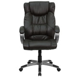 English Elm Commercial Grade High Back LeatherSoft Executive Swivel Office Chair with Titanium Nylon Base and Loop Arms