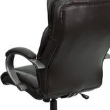 English Elm Commercial Grade High Back LeatherSoft Executive Swivel Office Chair with Titanium Nylon Base and Loop Arms