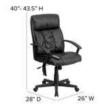 English Elm Commercial Grade High Back Ergonomic Massaging LeatherSoft Executive Swivel Office Chair with Side Remote Pocket and Arms