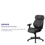 English Elm Commercial Grade High Back LeatherSoft Multifunction Executive Swivel Ergonomic Office Chair with Lumbar Support Knob with Arms