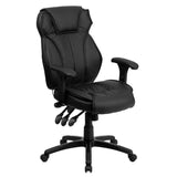 English Elm Commercial Grade High Back LeatherSoft Multifunction Executive Swivel Ergonomic Office Chair with Lumbar Support Knob with Arms