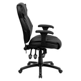 English Elm Commercial Grade High Back LeatherSoft Multifunction Executive Swivel Ergonomic Office Chair with Lumbar Support Knob with Arms