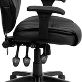 English Elm Commercial Grade High Back LeatherSoft Multifunction Executive Swivel Ergonomic Office Chair with Lumbar Support Knob with Arms