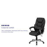 English Elm Commercial Grade High Back Folding LeatherSoft Executive Swivel Office Chair with Arms