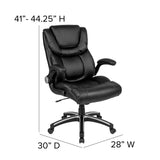 English Elm Commercial Grade High Back LeatherSoft Executive Swivel Office Chair with Double Layered Headrest and Open Arms