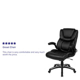 English Elm Commercial Grade High Back LeatherSoft Executive Swivel Office Chair with Double Layered Headrest and Open Arms