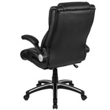 English Elm Commercial Grade High Back LeatherSoft Executive Swivel Office Chair with Double Layered Headrest and Open Arms