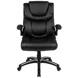 English Elm Commercial Grade High Back LeatherSoft Executive Swivel Office Chair with Double Layered Headrest and Open Arms