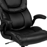 English Elm Commercial Grade High Back LeatherSoft Executive Swivel Office Chair with Double Layered Headrest and Open Arms