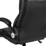 English Elm Commercial Grade High Back LeatherSoft Executive Swivel Office Chair with Double Layered Headrest and Open Arms