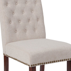 English Elm Series Parsons Chair with Rolled Back, Accent Nail Trim and Walnut Finish