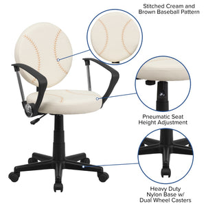 English Elm Commercial Grade Baseball Swivel Task Office Chair with Arms