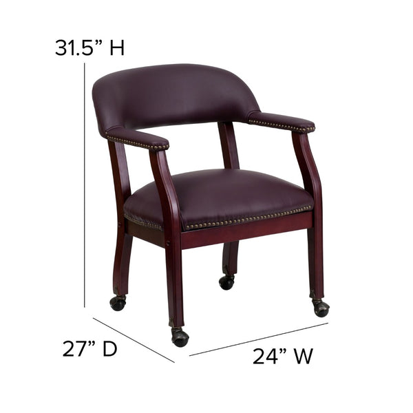 English Elm Commercial Grade Conference Chair with Accent Nail Trim and Casters