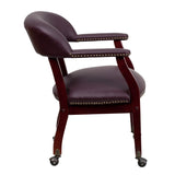 English Elm Commercial Grade Conference Chair with Accent Nail Trim and Casters