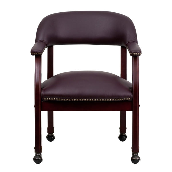 English Elm Commercial Grade Conference Chair with Accent Nail Trim and Casters