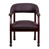 English Elm Commercial Grade Conference Chair with Accent Nail Trim and Casters