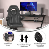 English Elm Commercial Grade Gaming Chair Racing Office Computer PC Adjustable Chair with Flip-up Arms and Transparent Roller Wheels, LeatherSoft