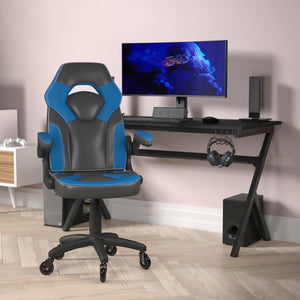 English Elm Commercial Grade Gaming Chair Racing Office Computer PC Adjustable Chair with Flip-up Arms and Transparent Roller Wheels, /Black LeatherSoft