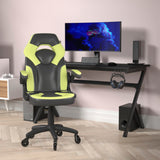 English Elm Commercial Grade Gaming Chair Racing Computer PC Adjustable Chair with Flip-up Arms and Transparent Roller Wheels, /Black LeatherSoft