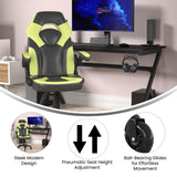 English Elm Commercial Grade Gaming Chair Racing Computer PC Adjustable Chair with Flip-up Arms and Transparent Roller Wheels, /Black LeatherSoft