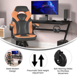 English Elm Commercial Grade Gaming Chair Racing Office Computer PC Adjustable Chair with Flip-up Arms and Transparent Roller Wheels, /Black LeatherSoft