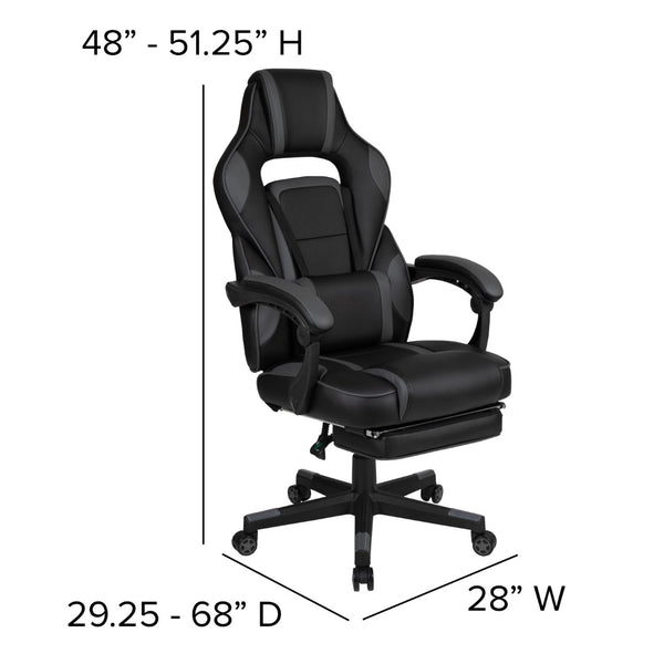 English Elm Commercial Grade Gaming Chair Racing Ergonomic Computer Chair with Fully Reclining Back/Arms, Slide-Out Footrest, Massaging Lumbar - /Gray