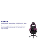 English Elm Commercial Grade Gaming Chair Racing Ergonomic Computer Chair with Fully Reclining Back/Arms, Slide-Out Footrest, Massaging Lumbar - Black/