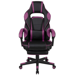 English Elm Commercial Grade Gaming Chair Racing Ergonomic Computer Chair with Fully Reclining Back/Arms, Slide-Out Footrest, Massaging Lumbar - Black/