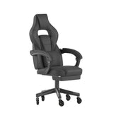 English Elm Commercial Grade Gaming Chair Racing Computer Chair with Fully Reclining Back/Arms and Transparent Roller Wheels, Slide-Out Footrest, -