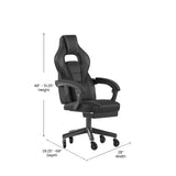 English Elm Commercial Grade Gaming Chair Racing Computer Chair with Fully Reclining Back/Arms and Transparent Roller Wheels, Slide-Out Footrest, - Black/