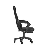 English Elm Commercial Grade Gaming Chair Racing Computer Chair with Fully Reclining Back/Arms and Transparent Roller Wheels, Slide-Out Footrest, - Black/