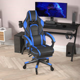 English Elm Commercial Grade Gaming Chair Racing Computer Chair with Fully Reclining Back/Arms and Transparent Roller Wheels, Slide-Out Footrest, - Black/