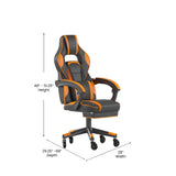 English Elm Commercial Grade Gaming Chair Racing Computer Chair with Fully Reclining Back/Arms and Transparent Roller Wheels, Slide-Out Footrest, - Black/