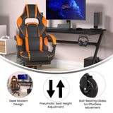 English Elm Commercial Grade Gaming Chair Racing Computer Chair with Fully Reclining Back/Arms and Transparent Roller Wheels, Slide-Out Footrest, - Black/