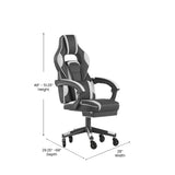 English Elm Commercial Grade Gaming Chair Racing Computer Chair with Fully Reclining Back/Arms and Transparent Roller Wheels, Slide-Out Footrest, -