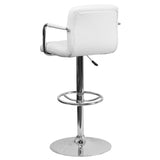 English Elm Contemporary Quilted Vinyl Adjustable Height Barstool with Arms and Chrome Base