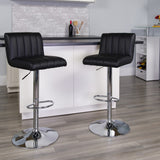 Modern Vinyl Barstool with Adjustable Height & Chrome Base