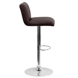 English Elm Contemporary Vinyl Adjustable Height Barstool with Vertical Stitch Back/Seat and Chrome Base