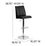 English Elm Contemporary Button Tufted Vinyl Adjustable Height Barstool with Chrome Base