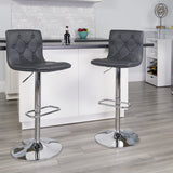 English Elm Contemporary Button Tufted Vinyl Adjustable Height Barstool with Chrome Base