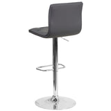 English Elm Contemporary Button Tufted Vinyl Adjustable Height Barstool with Chrome Base