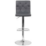 English Elm Contemporary Button Tufted Vinyl Adjustable Height Barstool with Chrome Base