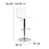 English Elm Contemporary Button Tufted Vinyl Adjustable Height Barstool with Chrome Base