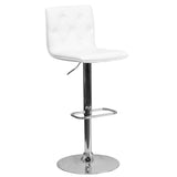 English Elm Contemporary Button Tufted Vinyl Adjustable Height Barstool with Chrome Base