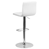 English Elm Contemporary Button Tufted Vinyl Adjustable Height Barstool with Chrome Base